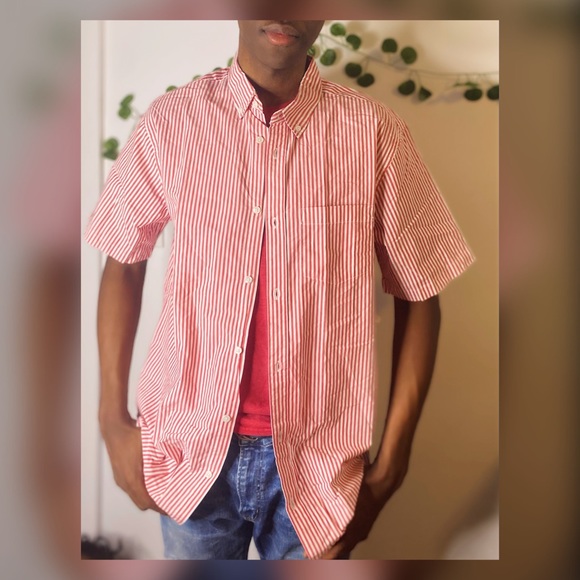 Old Navy Mens Red & White button down shirt - Picture 1 of 6